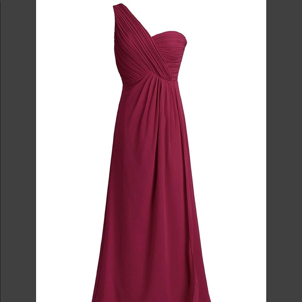 Wine Red Long Dress for Bridesmaid or Prom